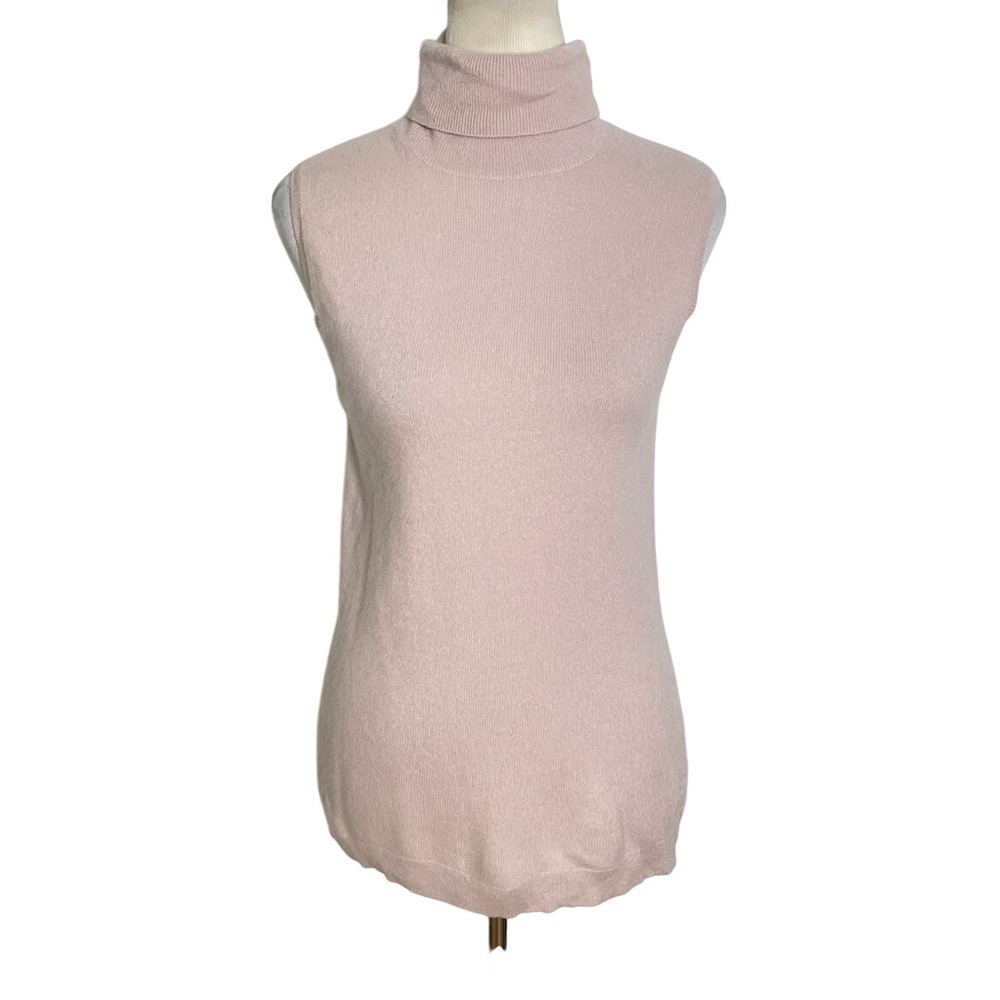 Neiman Marcus Cashmere Collection‎ Dusty Pink Sleeveless Cashmere Turtleneck M